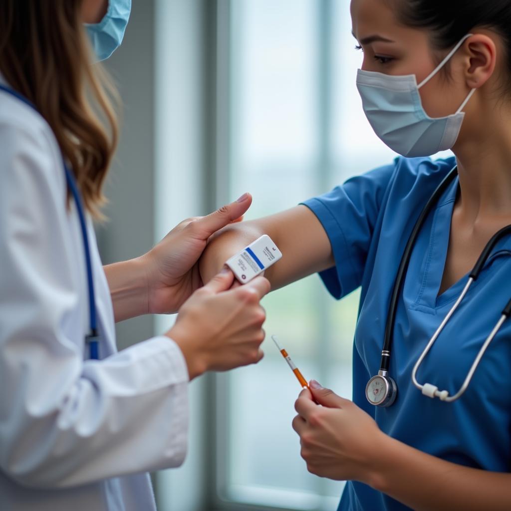 Hospital Staff Checking a Patient's Armband