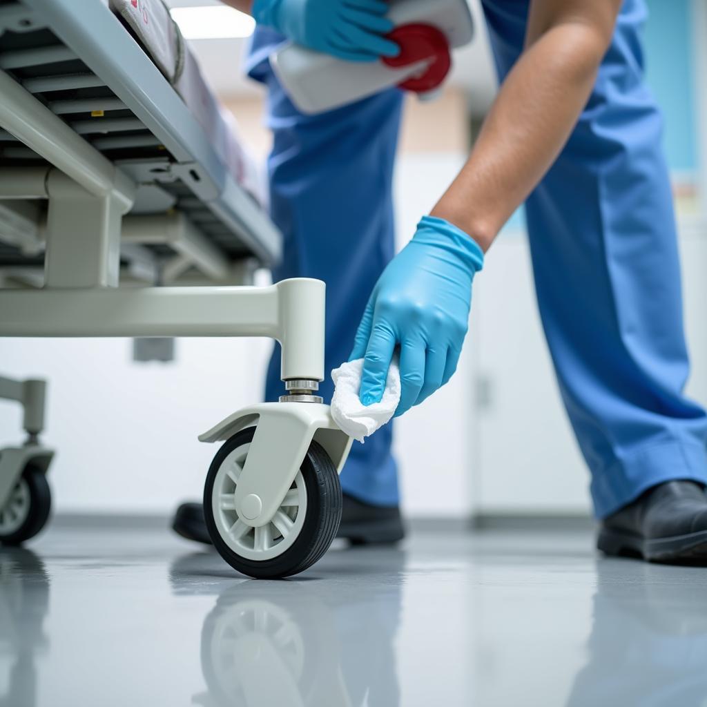 Hospital Table Wheels Cleaning