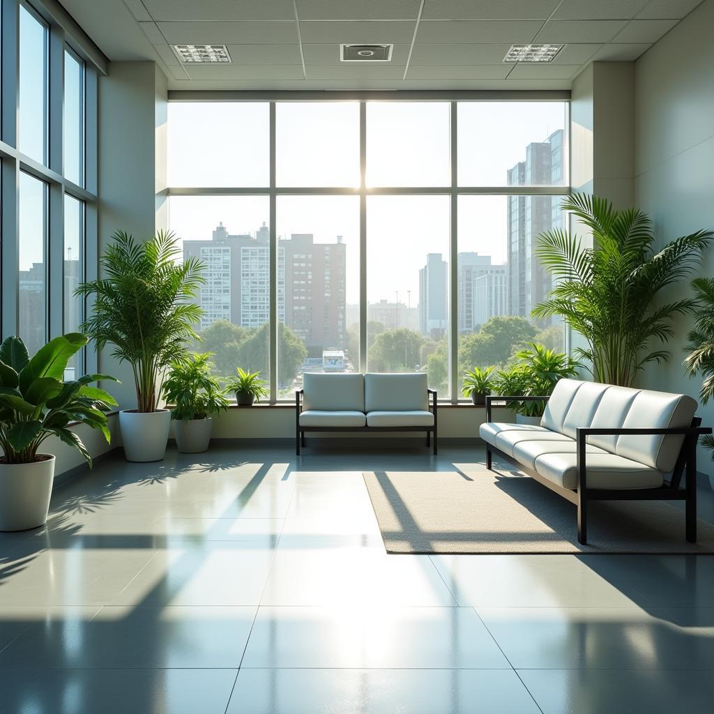 Hospital Waiting Room with Natural Light and Plants