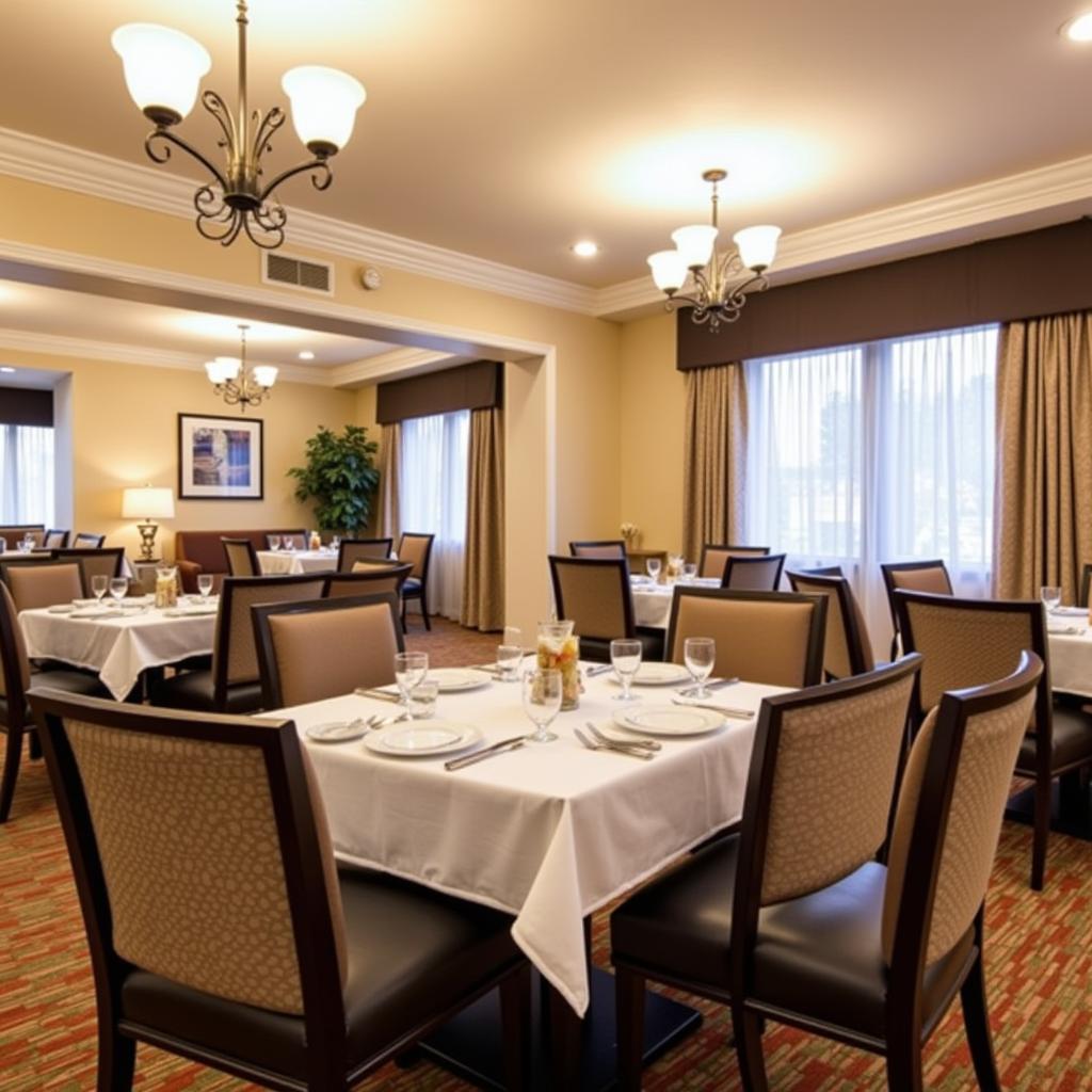 Elegant dining room at San Jose Hospital Hotel near LIJ Hospital