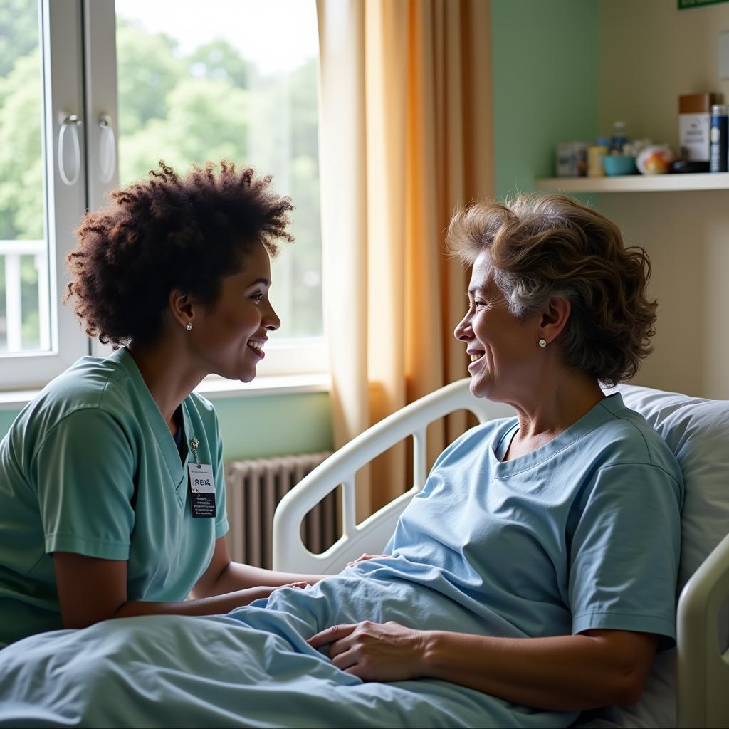 Volunteer Interacting with a Patient