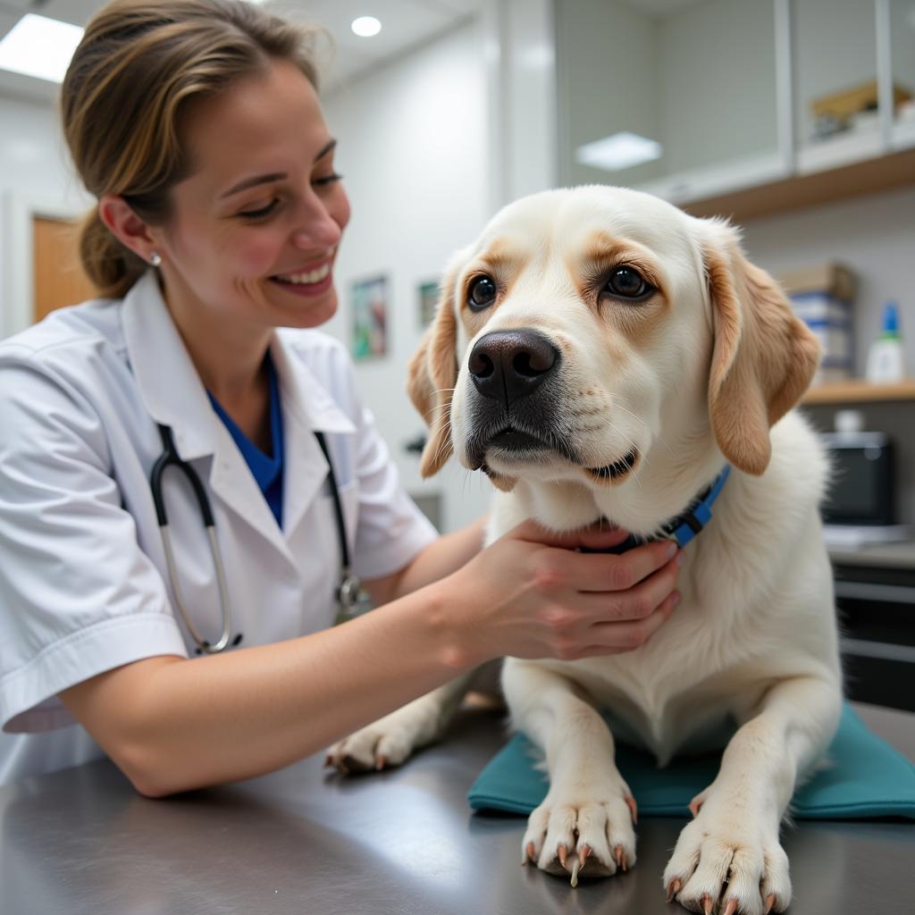 Caring Veterinarian Examining a Pet