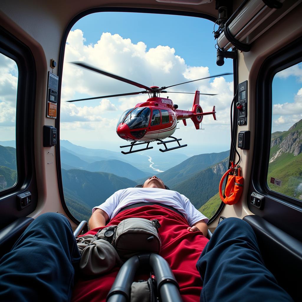 Medical Helicopter Transporting Patient