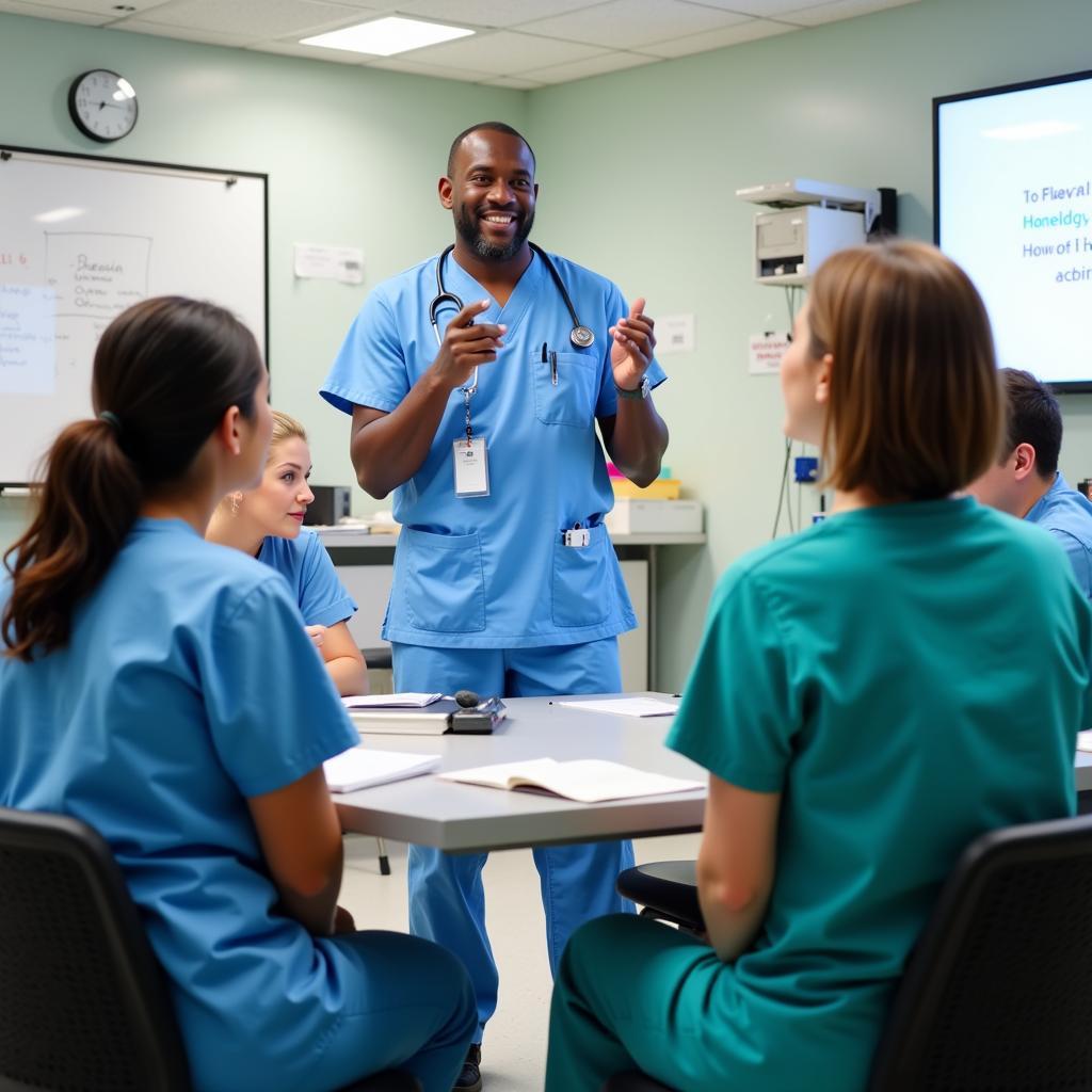 Healthcare professionals participating in a training program