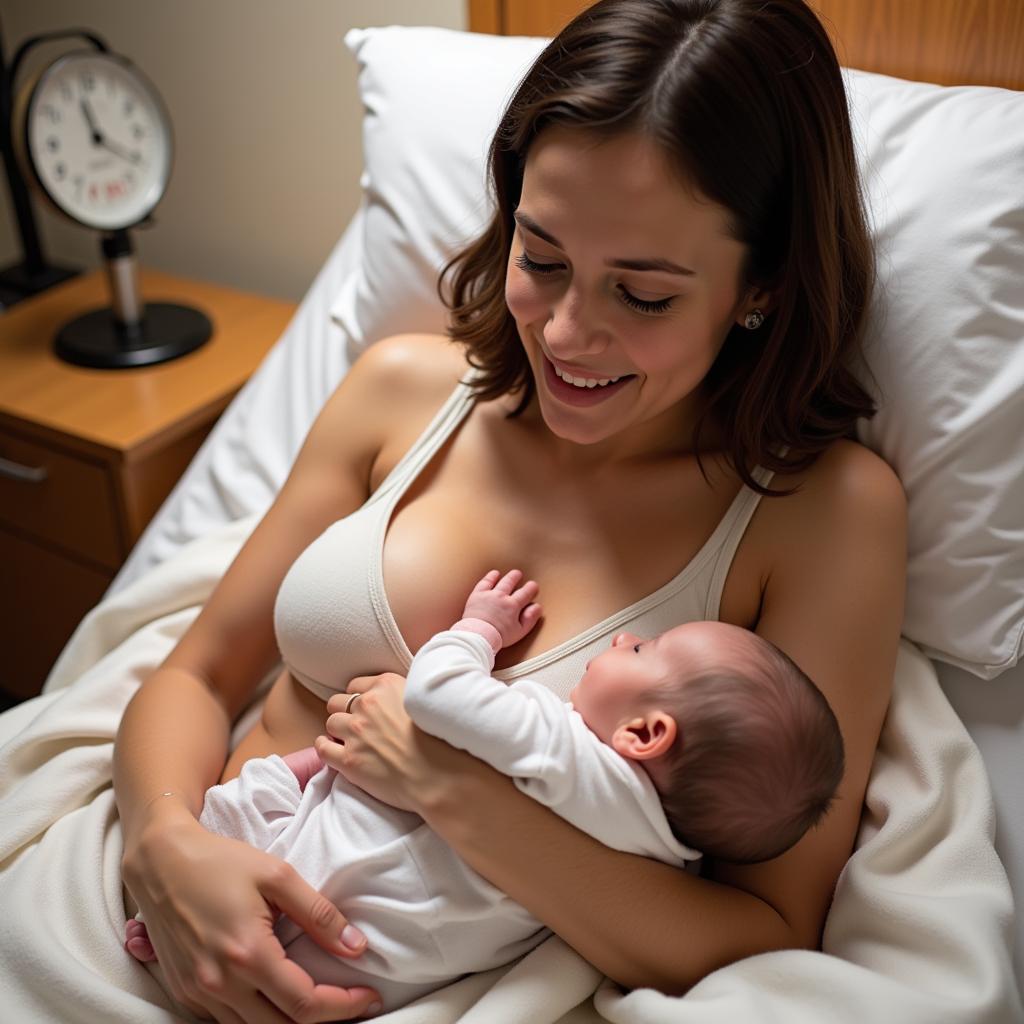 Mother and Baby Bonding in a Postpartum Nursery Hospital Room