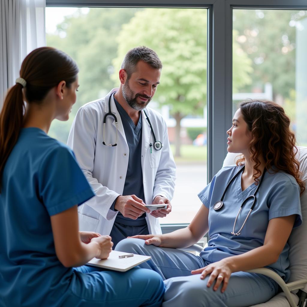 Medical Staff Interacting with Patients in a New Field Hospital