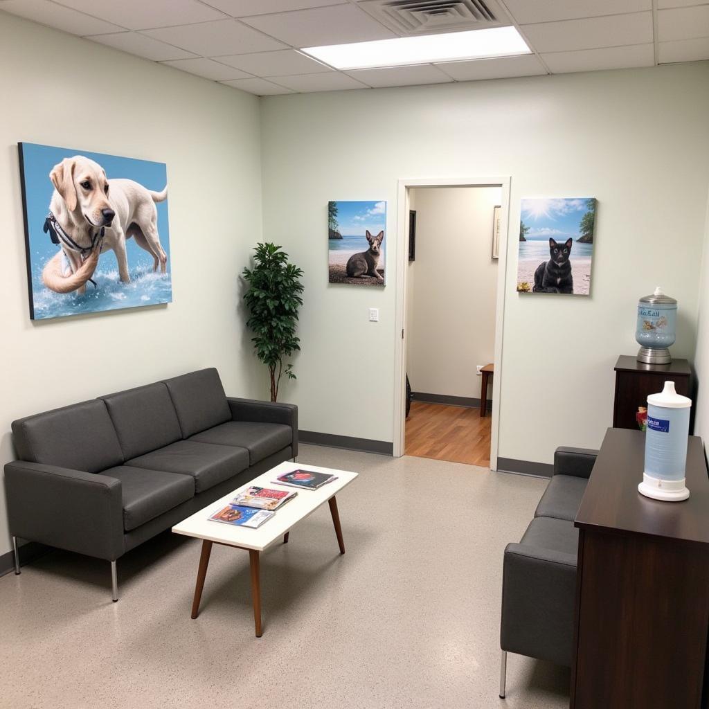 Comfortable and spacious waiting room of a new Smyrna animal hospital.