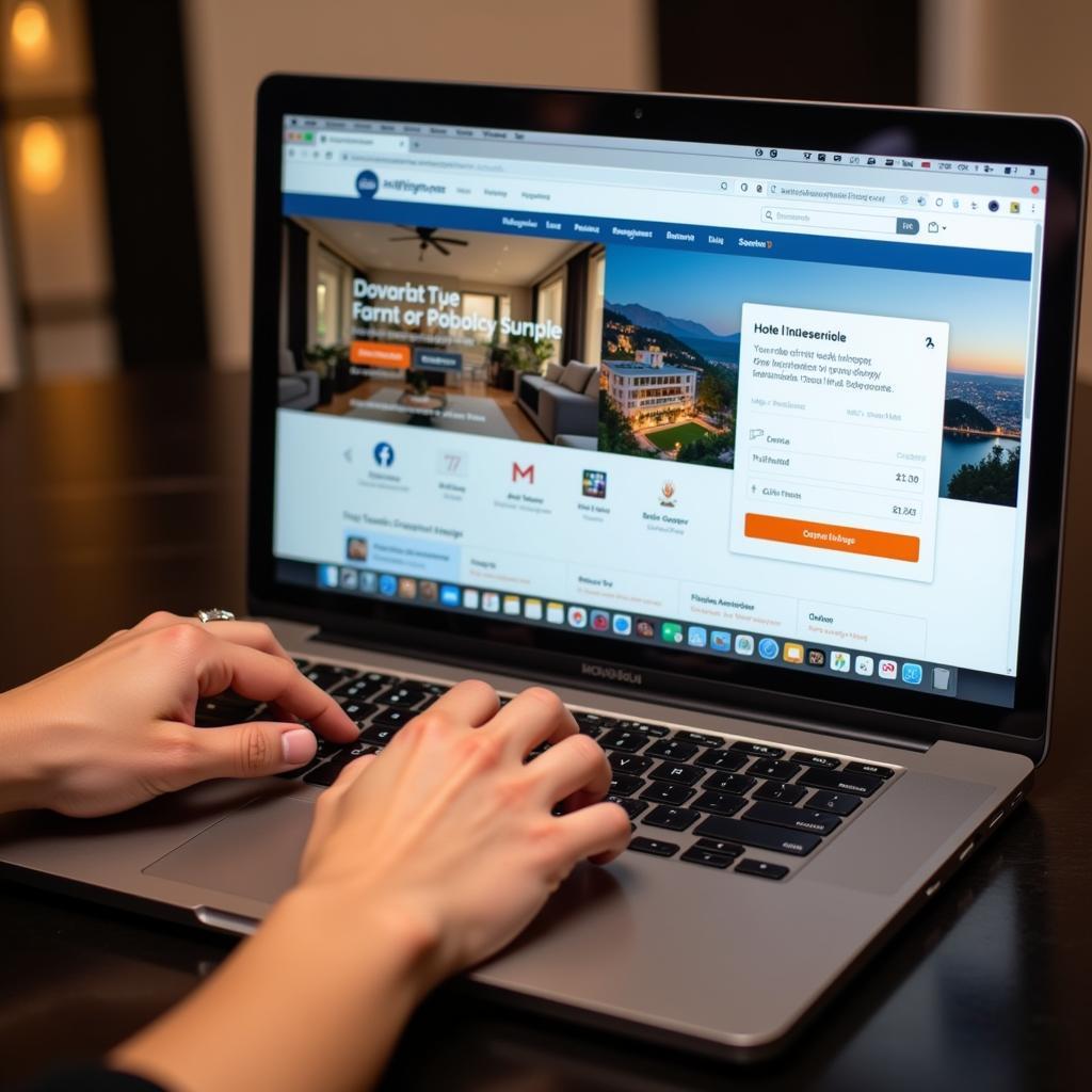 A person using a laptop to book a hotel online, highlighting the impact of the digital age on hospitality.