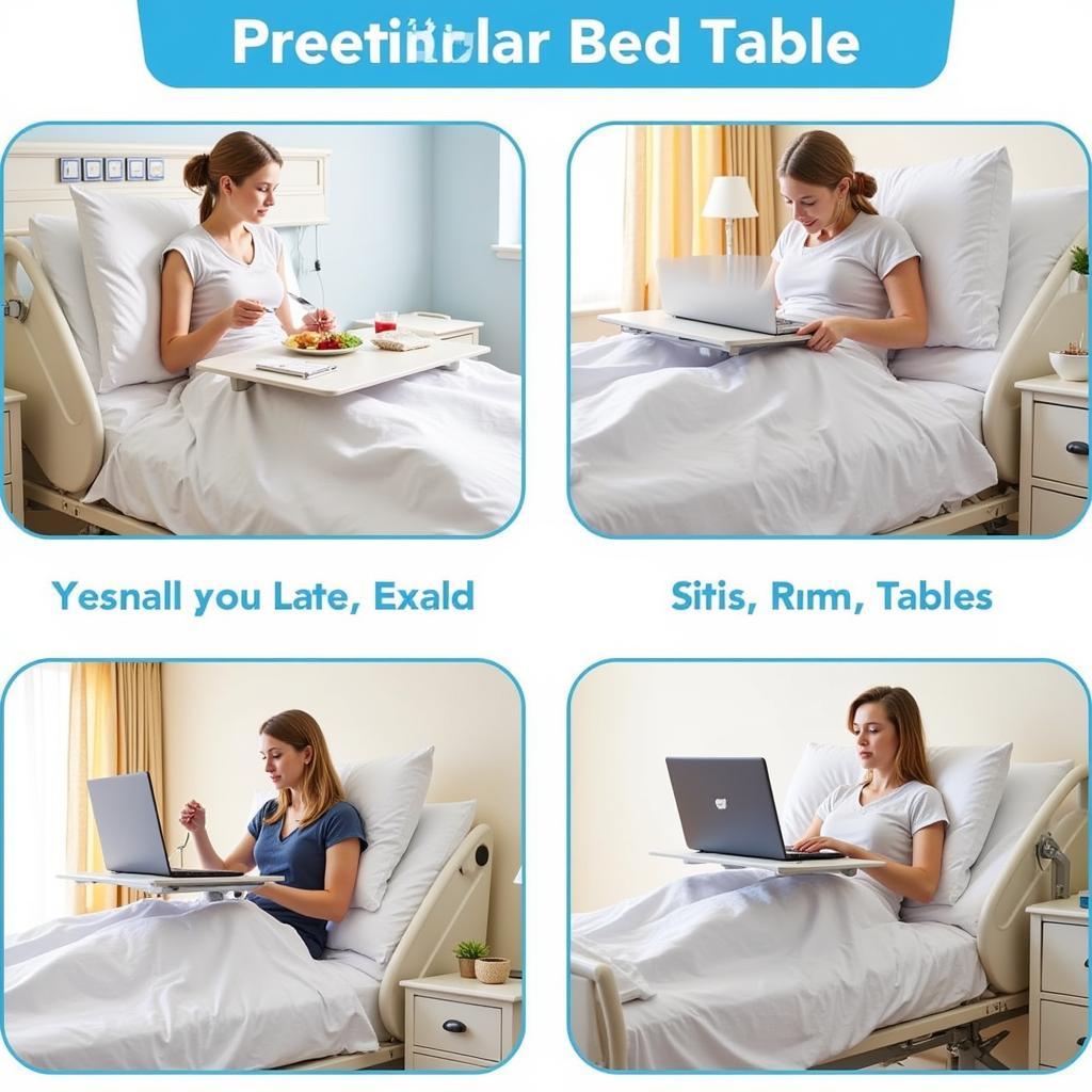 Patient using an over the bed table for activities, showcasing independence in hospital.