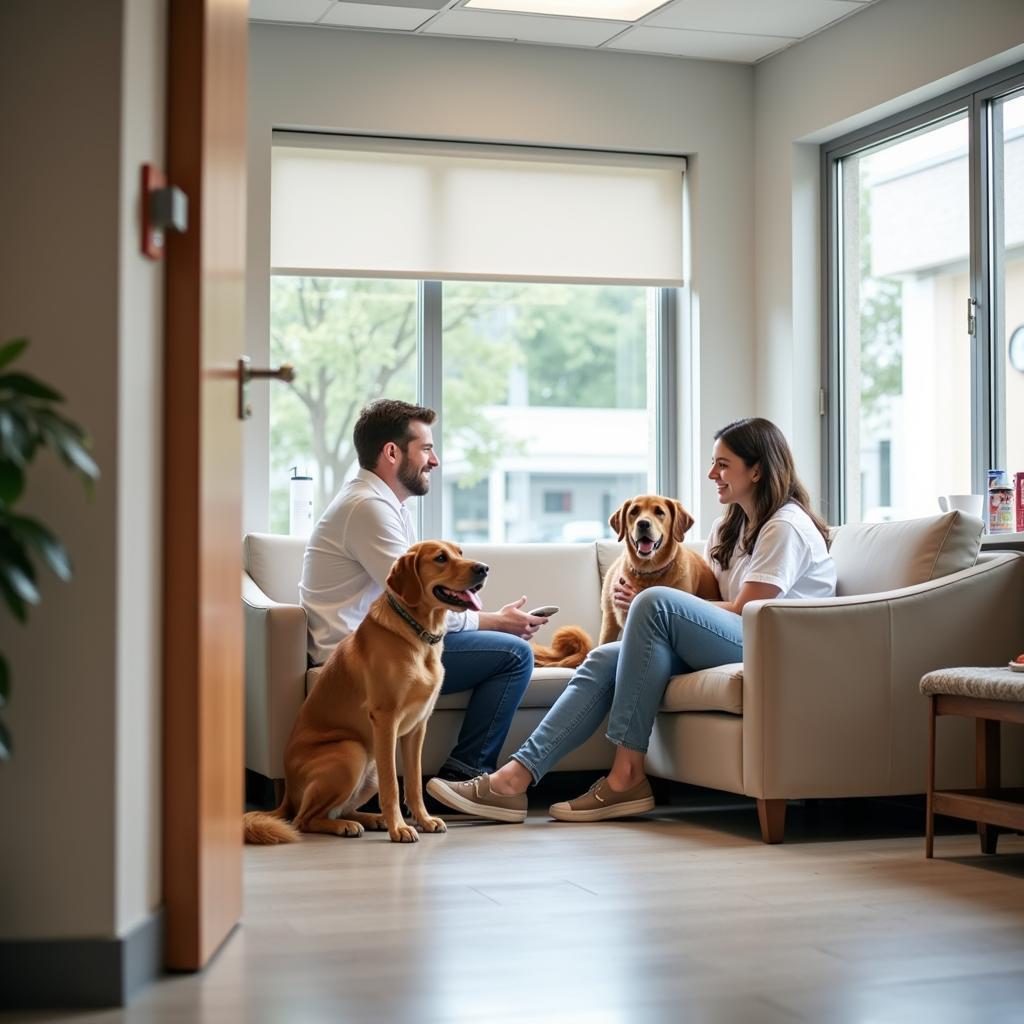 Pet and Owner in a Welcoming Vet Hospital