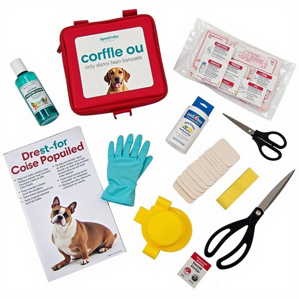 Essential items for a pet first-aid kit.