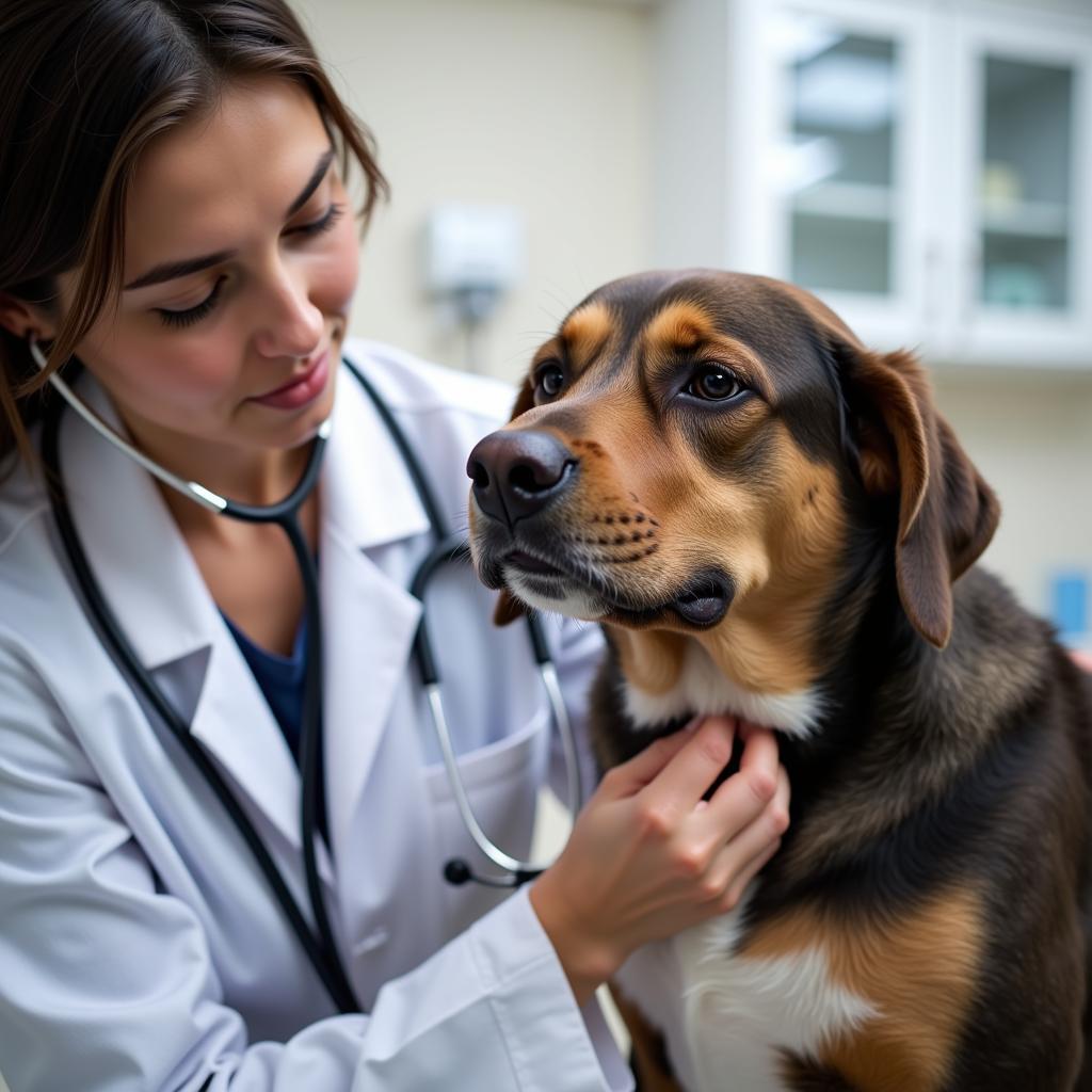 Veterinarian Examining a Dog at Pet Pals