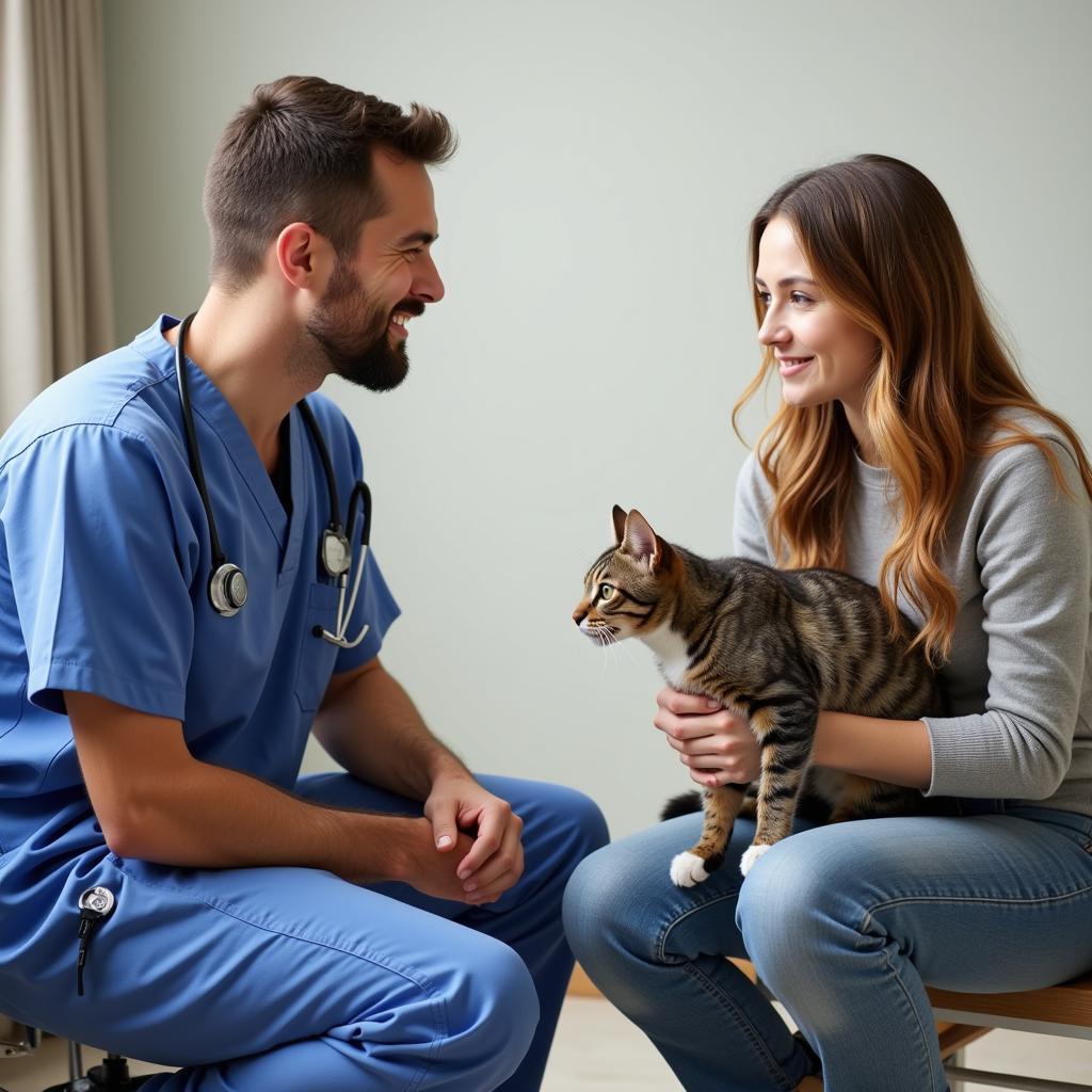 Veterinarian Consulting with Pet Owner at Pet Pals