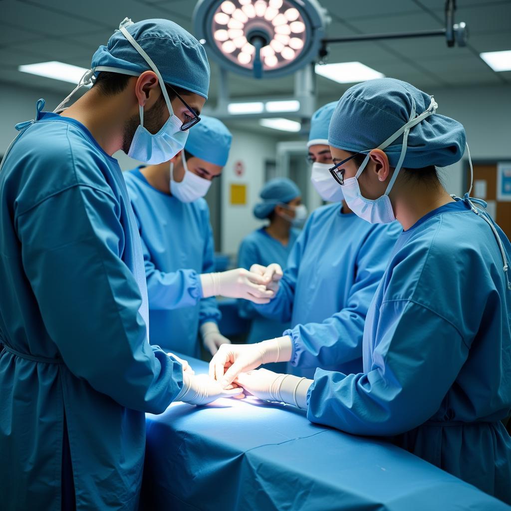 Surgical team preparing for a procedure at a Sai Super Speciality Hospital