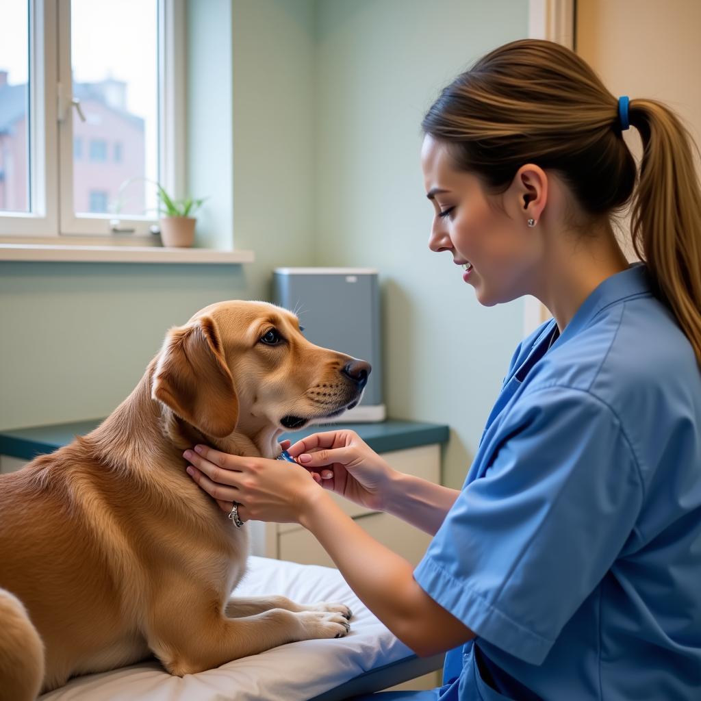 Senior Dog Receiving Care at Boarding