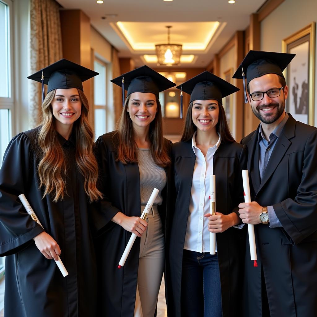 Group of hospitality graduates celebrating