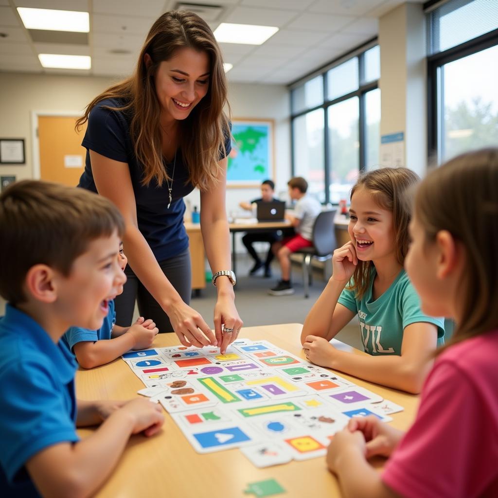 Volunteer Playing Games with Children at Vanderbilt