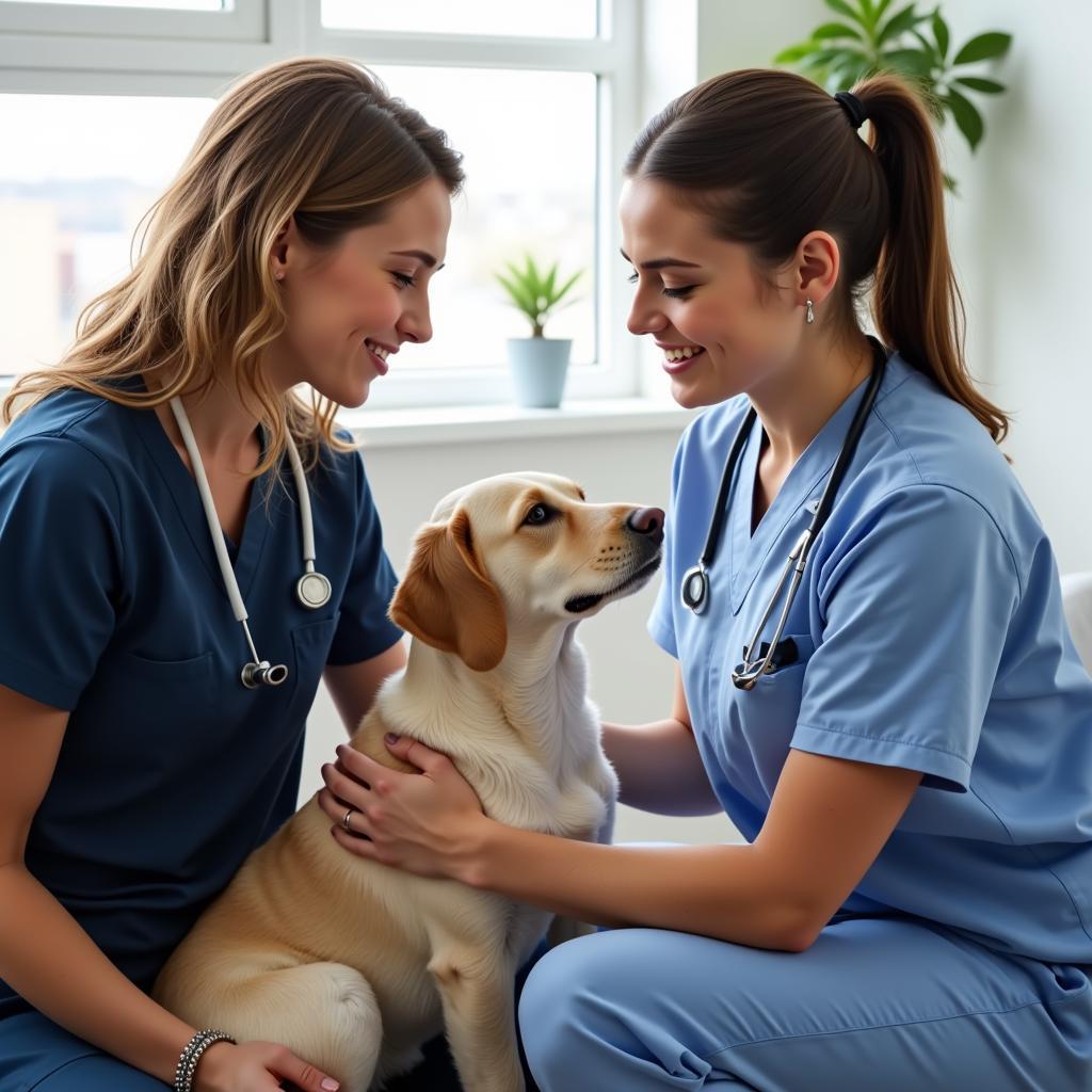 Veterinarian Comforting Pet Owner