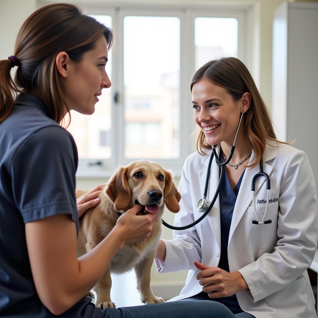 Veterinarian Examining a Dog in Bucksport