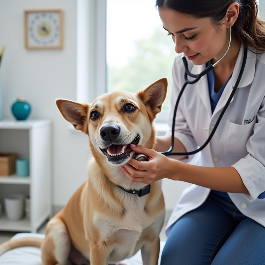 Veterinarian conducting a thorough examination on a dog in Crystal Lake