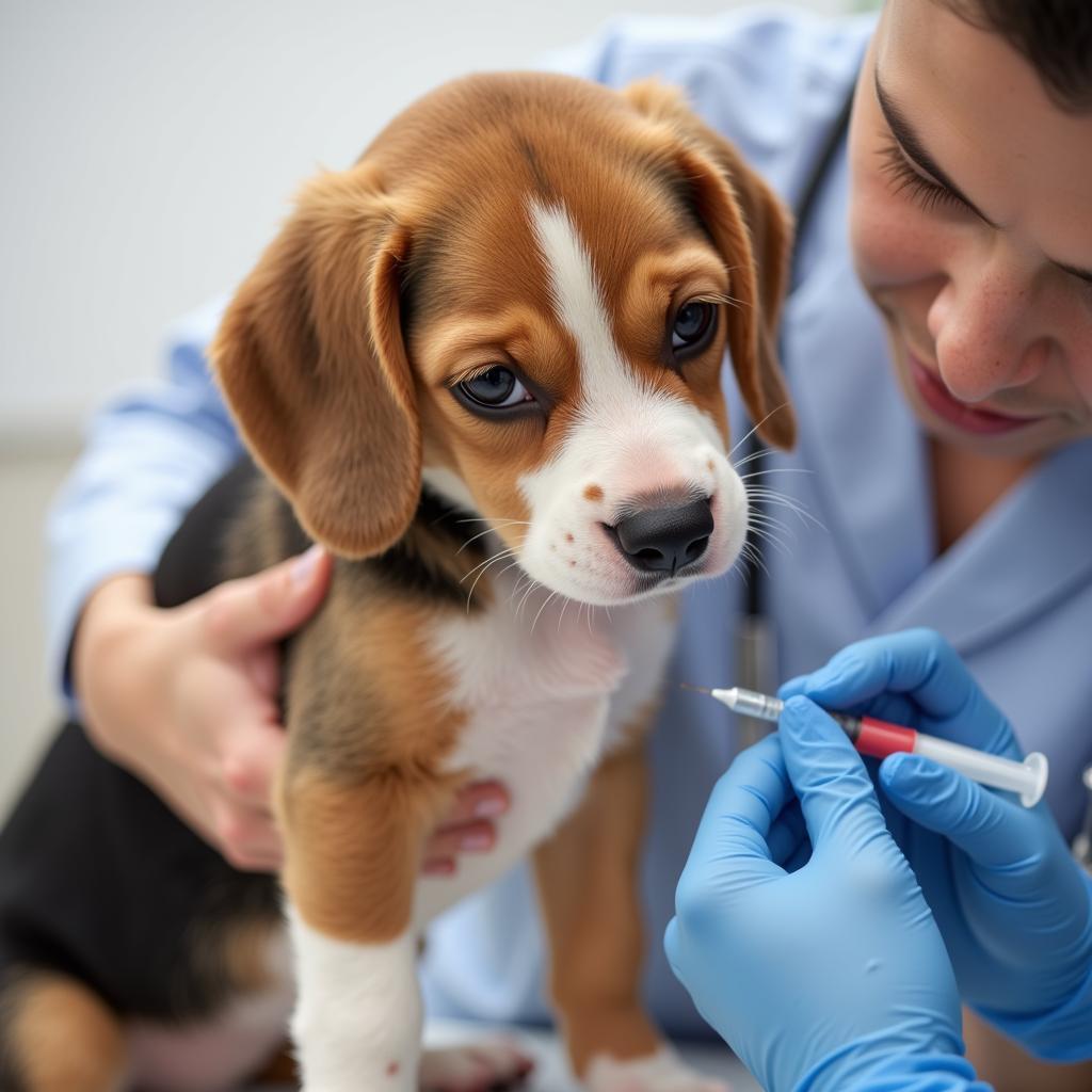 Veterinarian Vaccinating a Puppy