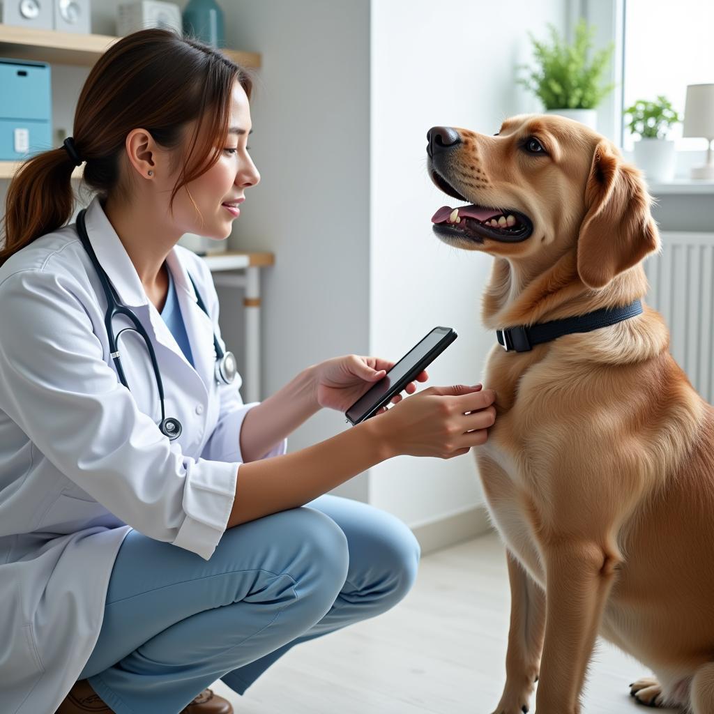 Veterinarian consulting with a pet owner in Paris, TX.