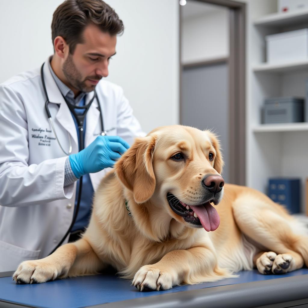 Veterinarian Examining Dog