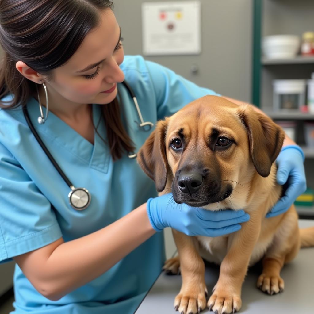 Veterinarian Examining a Dog in Dodge City