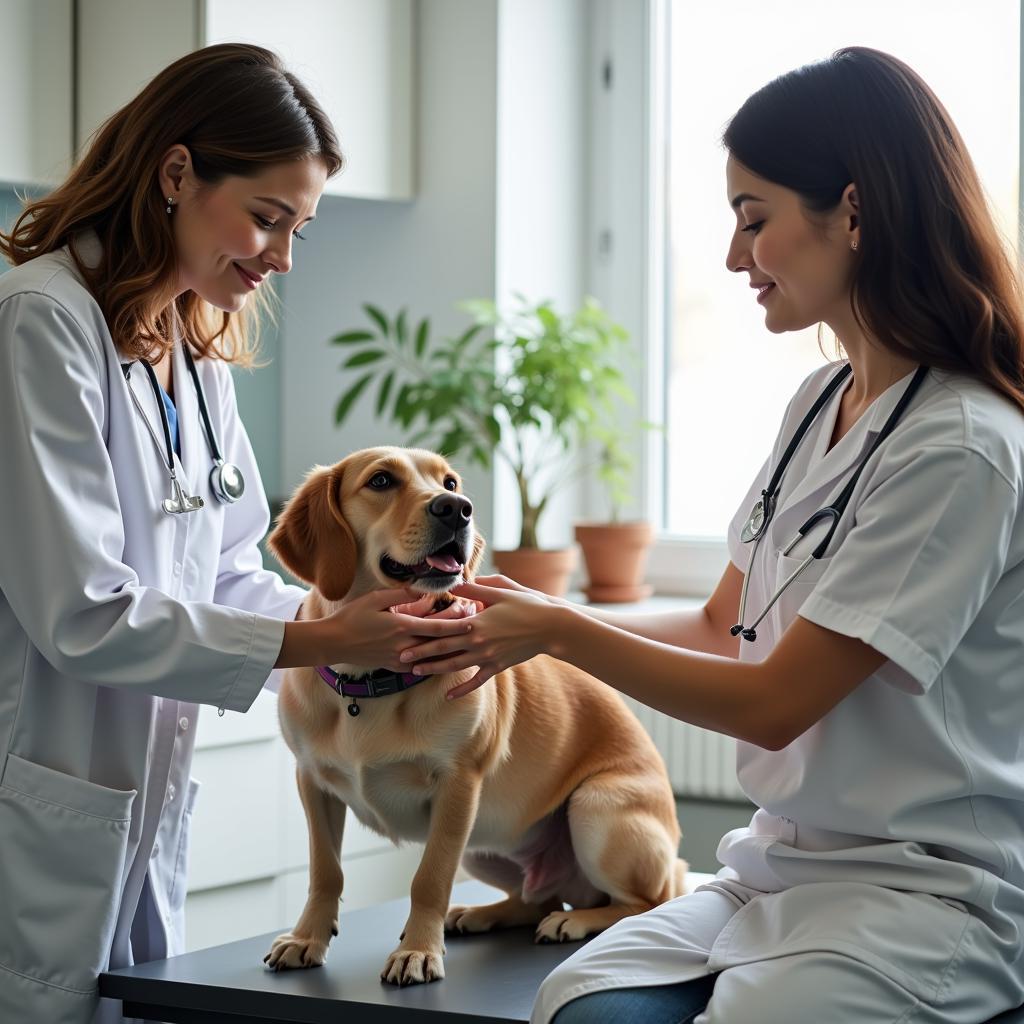 Veterinarian Examining a Dog at Vista Pet Hospital