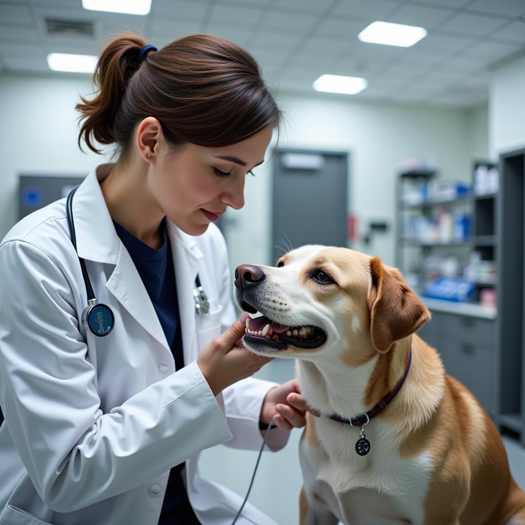 Veterinary Specialist Examining a Dog