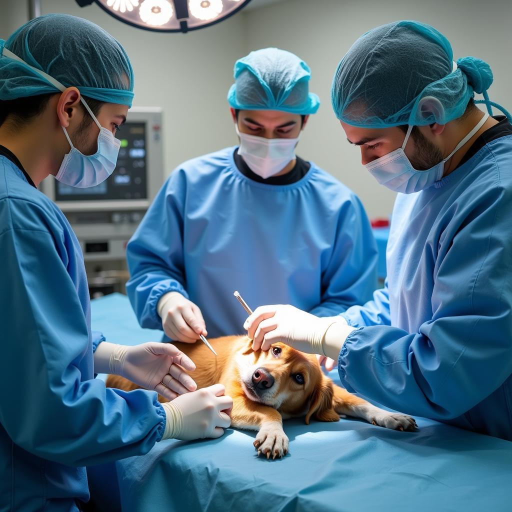 Veterinary Team Performing Surgery