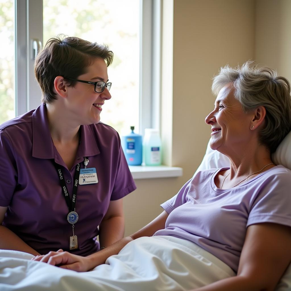 Wilcox Hospital Auxiliary Member Visiting a Patient