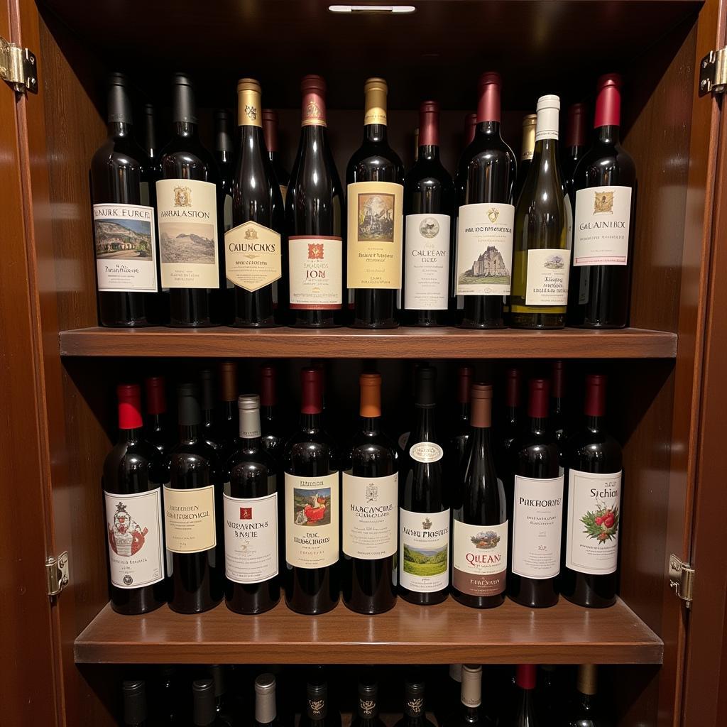 Different wine regions represented in a hotel cellar