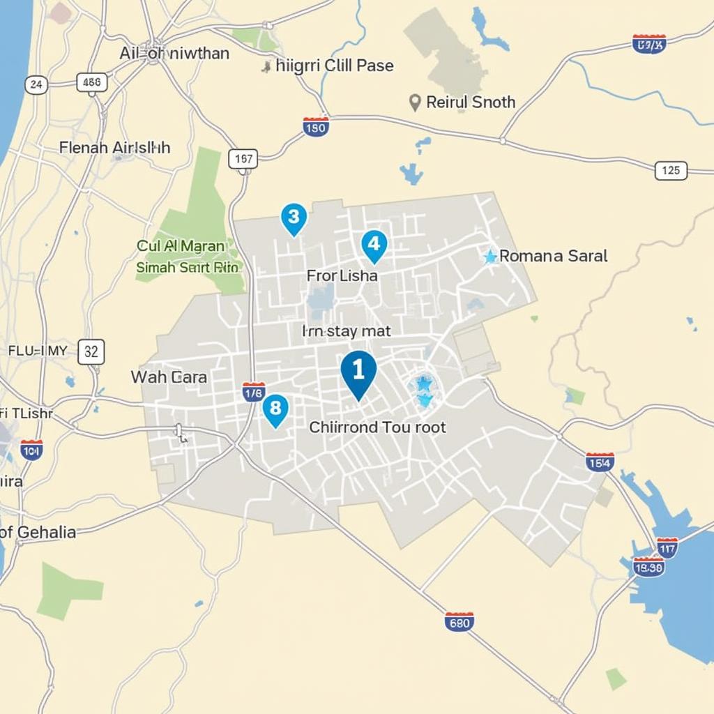 Various extraction points around Al Mazrah Hospital DMZ.