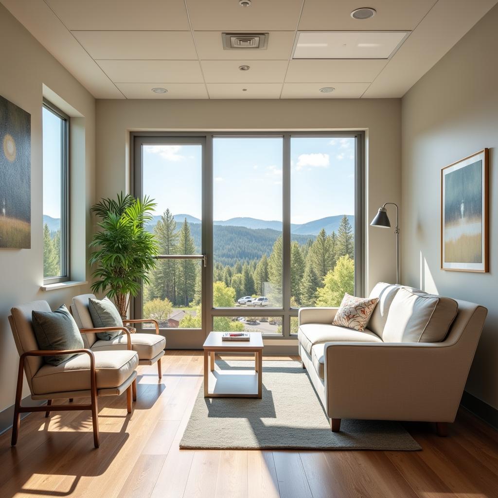 Modern and comfortable patient room at Aspen Grove Hospital, designed for patient comfort and privacy.