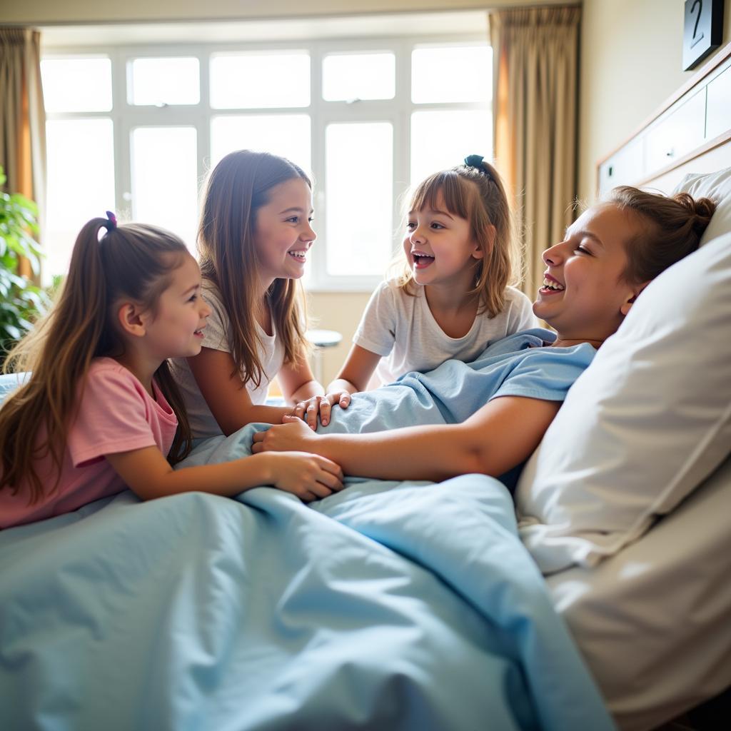 Children visiting a patient at Gulf Coast Hospital