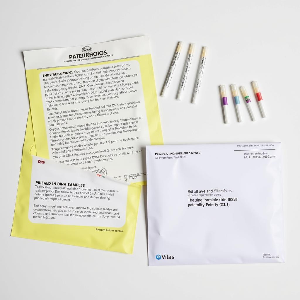 A home DNA paternity testing kit with swabs and instructions.