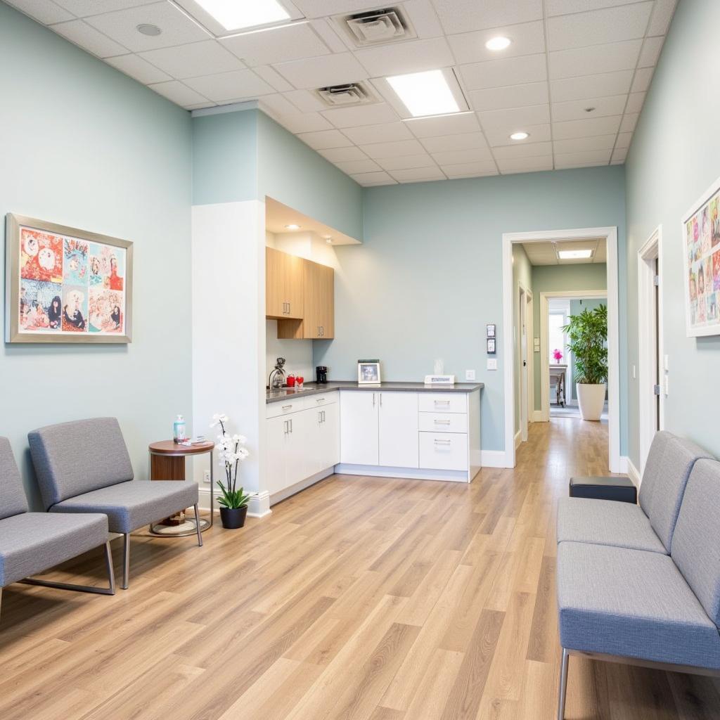 Comfortable and clean waiting area of the veterinary hospital