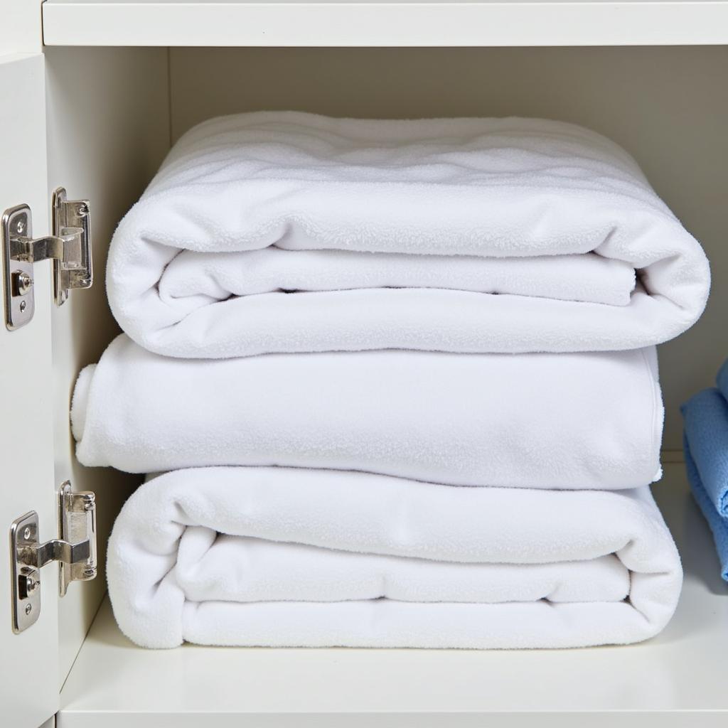 Folded Cotton Hospital Blankets in Storage