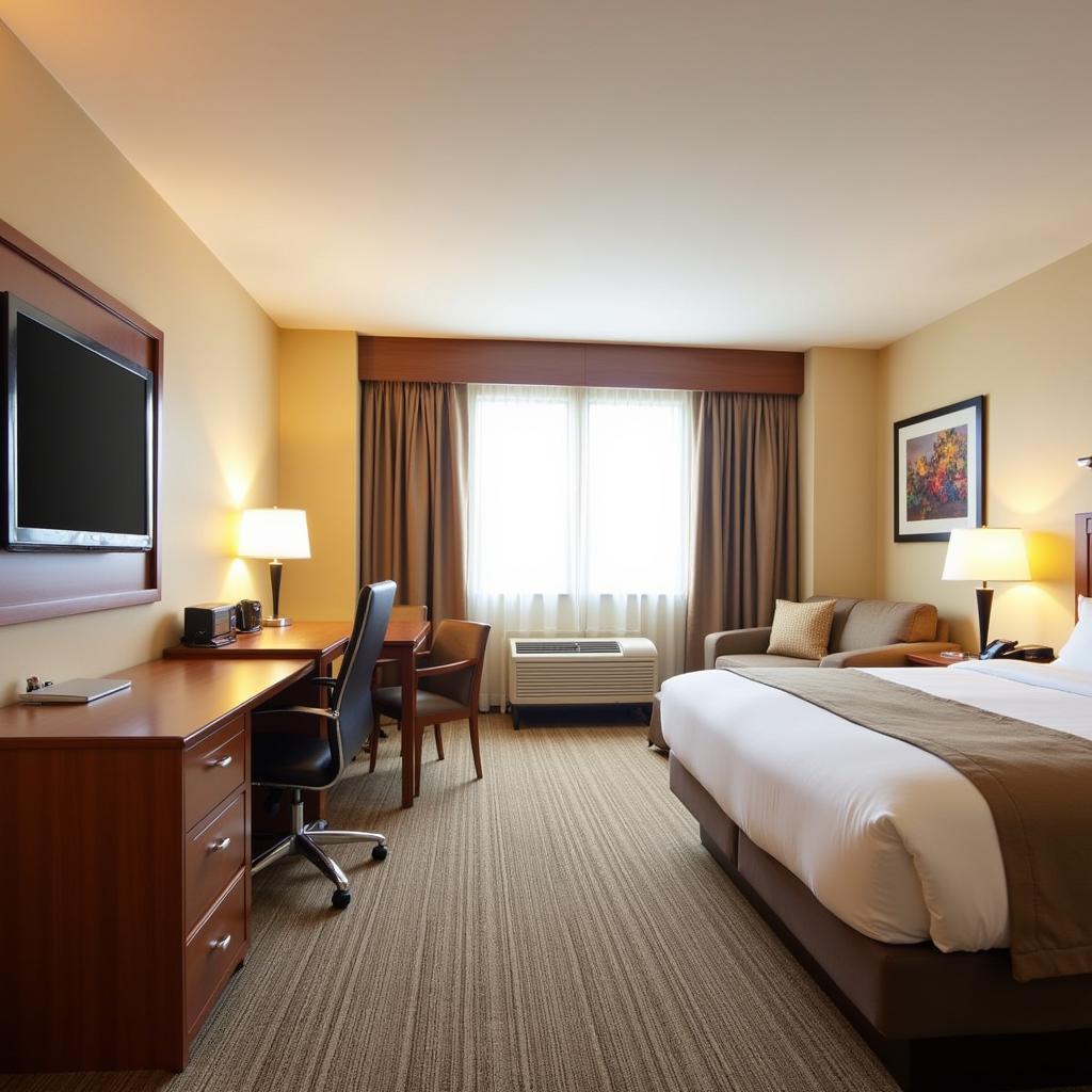 Interior of a hotel room near Greenville Memorial Hospital