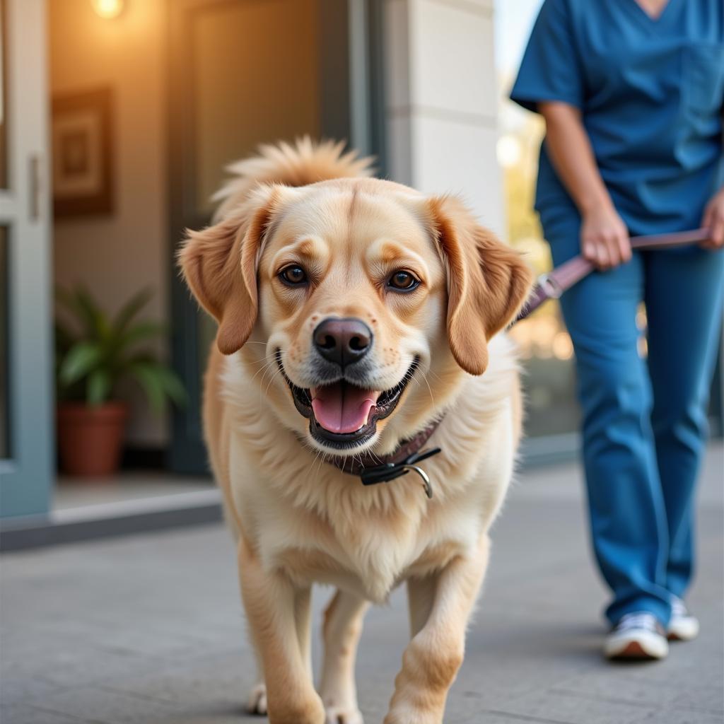 Happy Dog Leaving the Vet