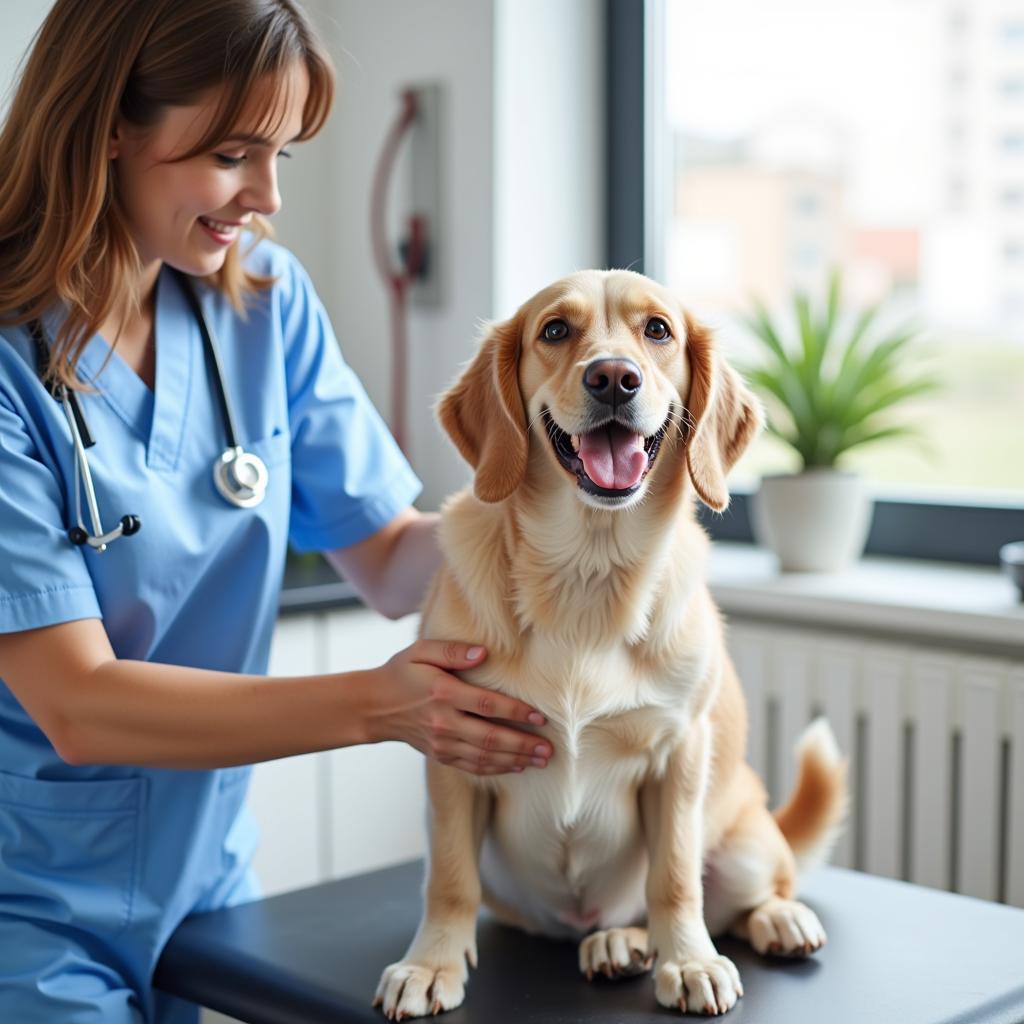 Happy Healthy Dog at Vet Visit