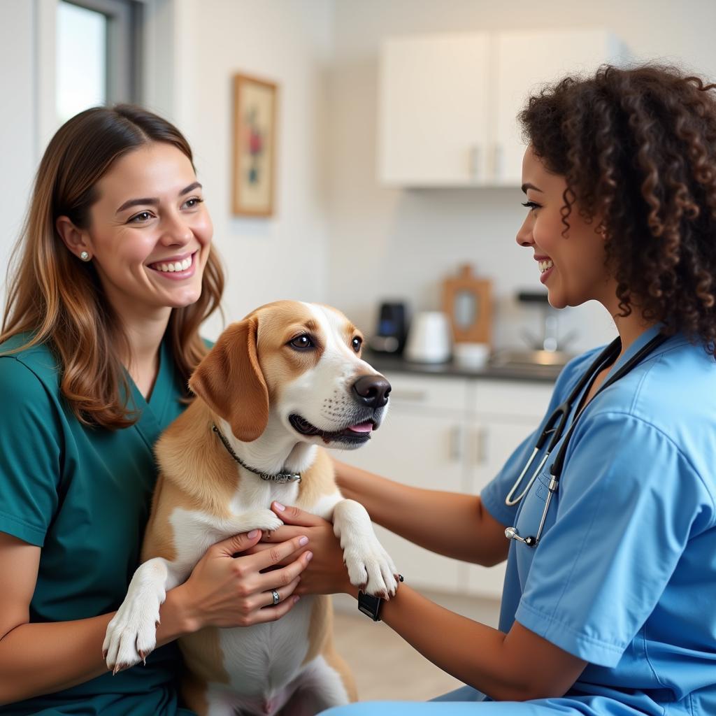 Happy Pet Owner and Veterinarian