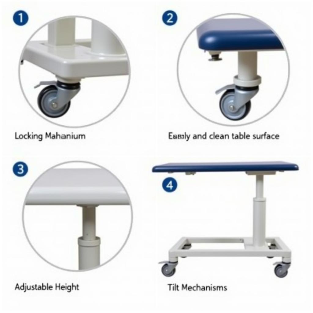 Hospital Bed Rolling Table Features