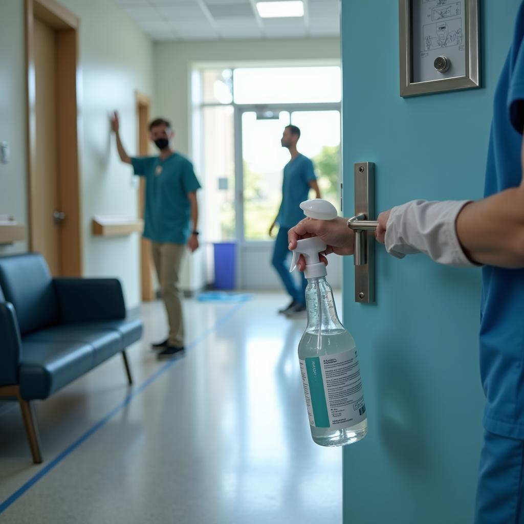 Hospital Floor Tech Disinfecting Surfaces