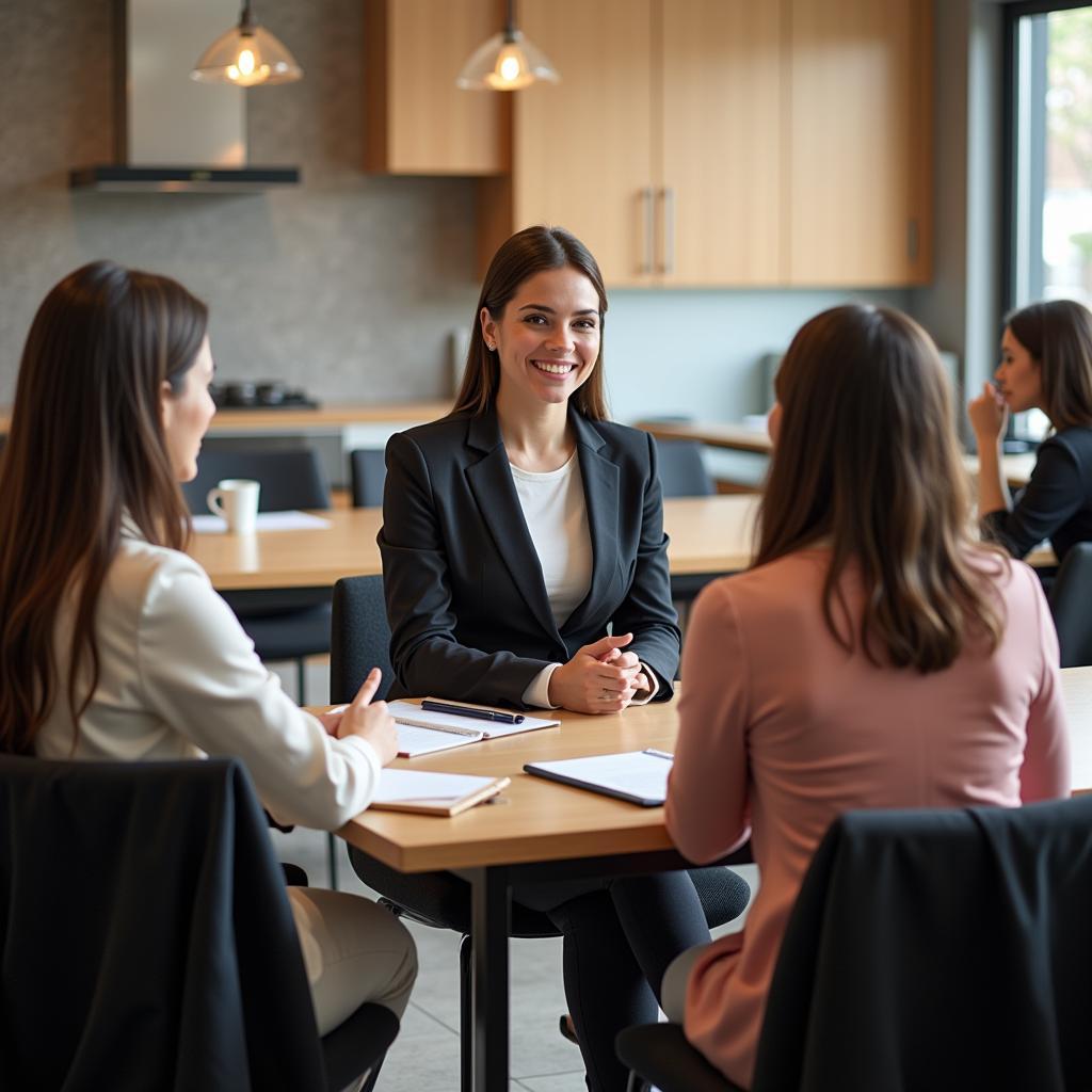 A candidate interviewing for a food service position at a hospital.