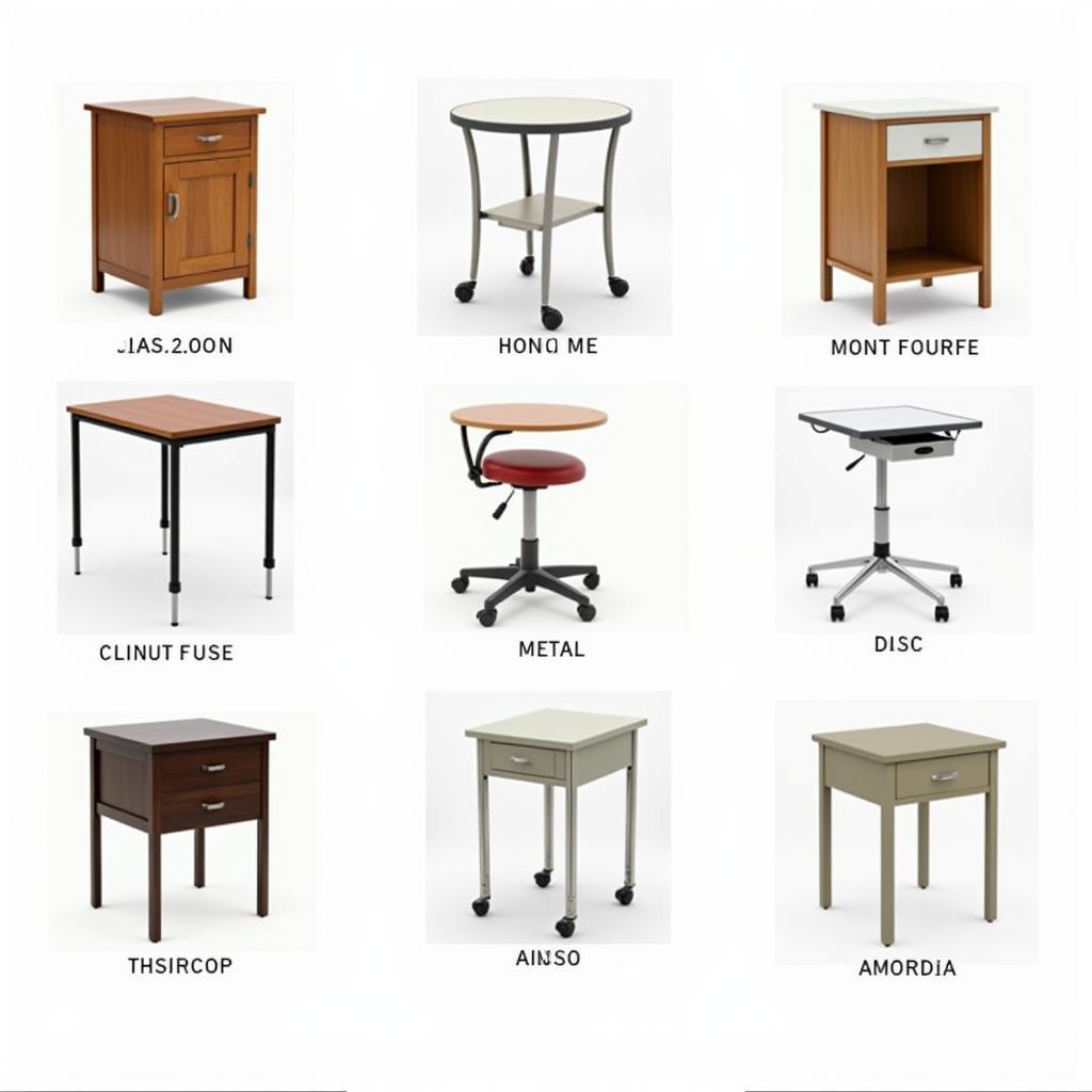 Hospital Style Bedside Tables in Various Materials