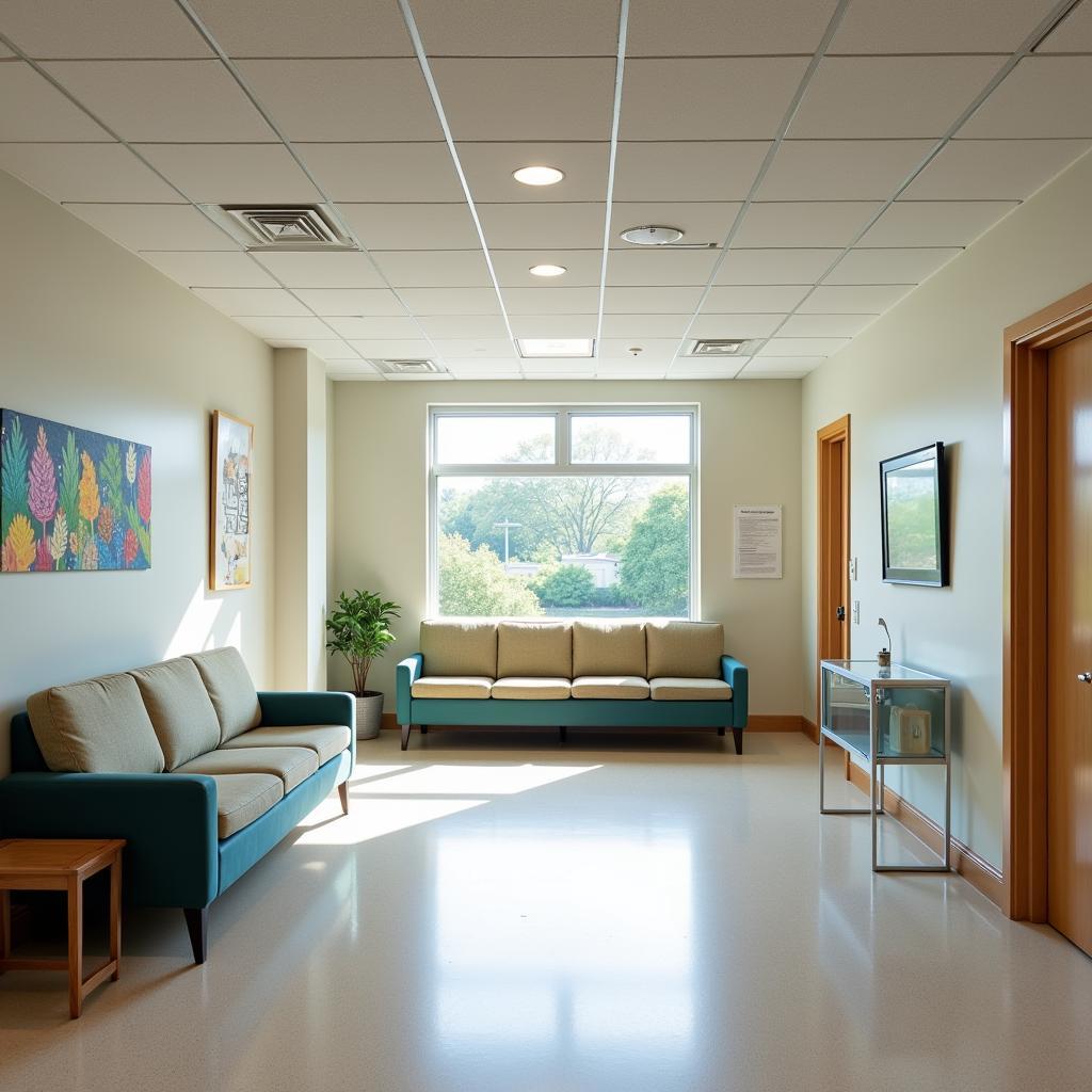 Comfortable and well-equipped waiting area for patients awaiting hospital transport services.