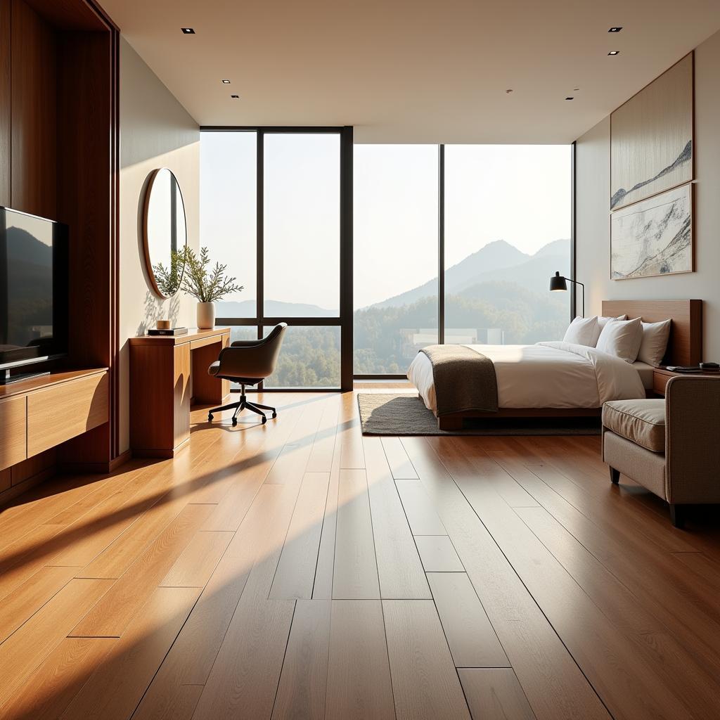 Stylish Wood Flooring in Hotel Room