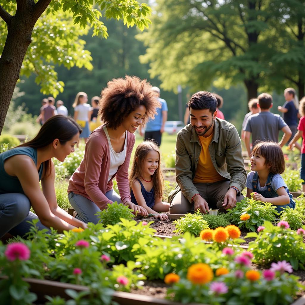 People from different backgrounds interacting and connecting in a community setting, showcasing the positive impact of hospitality in building bridges and fostering understanding.